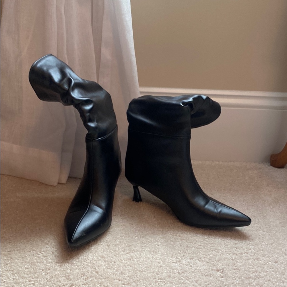 SHEIN Black Ankle Boots with Pointed Toe and Stiletto Heel
